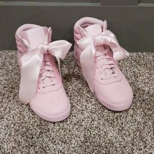 Reebok Pink High-Top Sneakers with Satin Laces